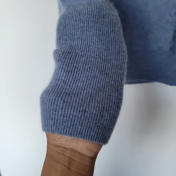 Women's V-Neck Sweater in Light Blue - Picture 3 of 5